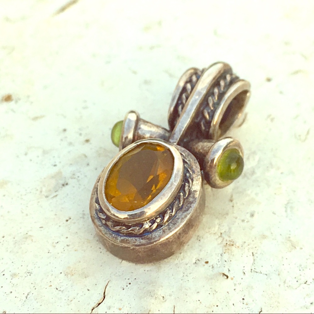 Designer style sterling and stone pendant - Picture 1 of 6